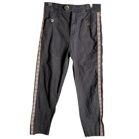 Anthropologie Tapered Side Stripe Pants Black Size 0 - Picture 5 of 7